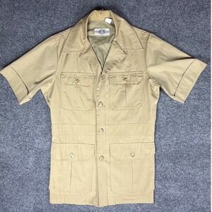 Vintage Levis Panatela Sportswear Safari Shirt Tan Khaki 4-Pocket Mens Medium